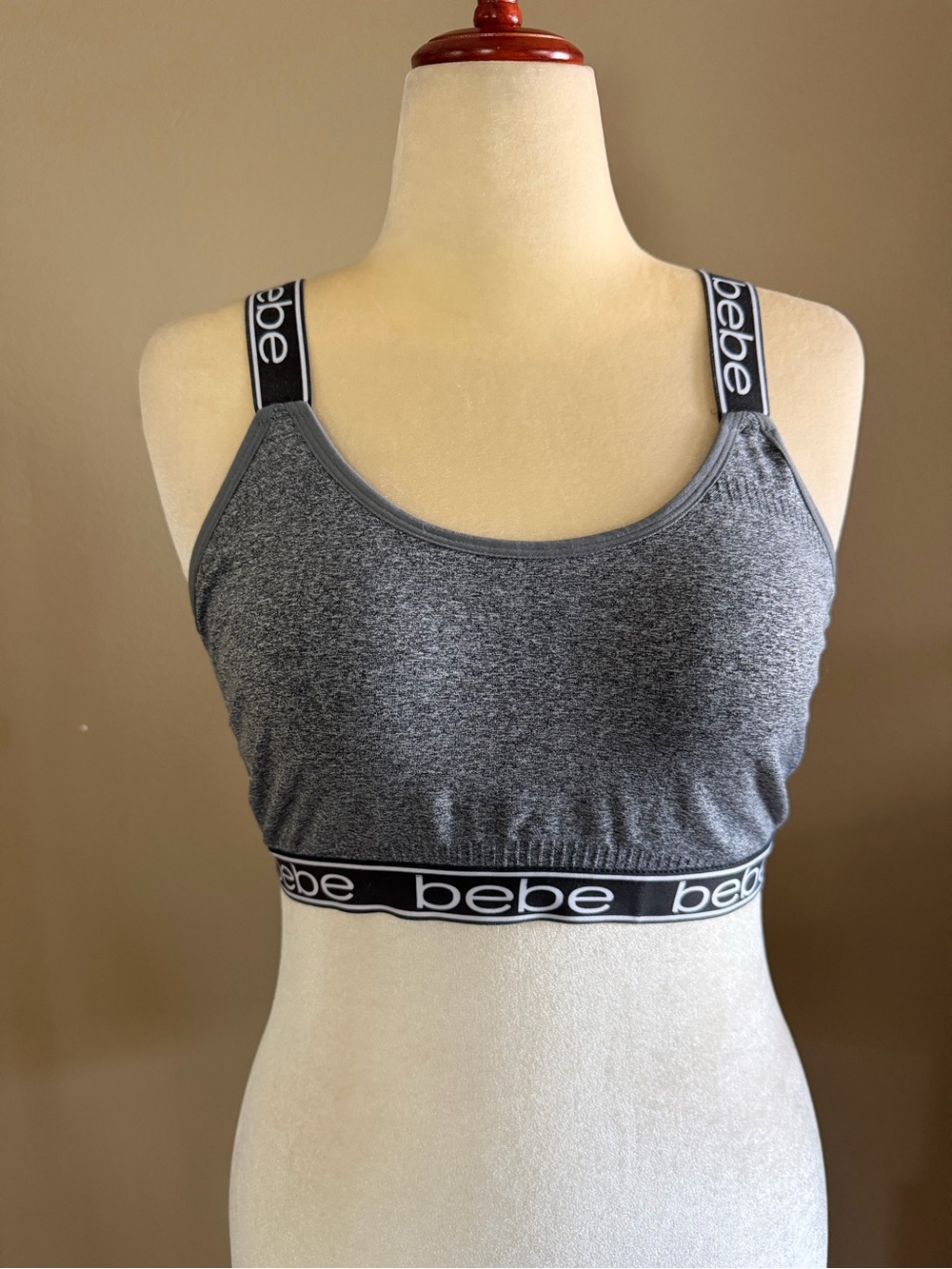bebe Heather Gray Logo Spirts Bra 3X